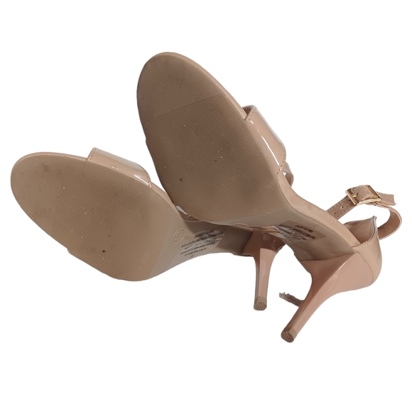 MOSSIMO Nude Tan Patent Leather Ankle Strap Open Toe Classic Heels 10 - Picture 4 of 10